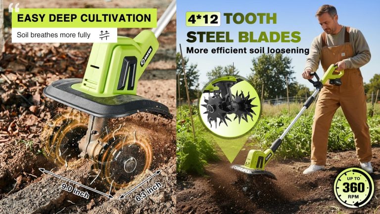 Saker 22V Cordless Electric Garden Tiller Cultivator